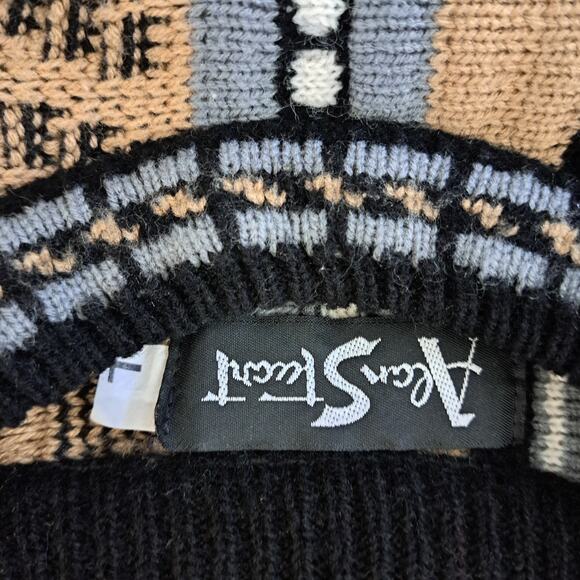 Vintage Alan Stuart 3D Textured Knit Sweater L Large 90s Cosby Coogi Style USA - Picture 5 of 8